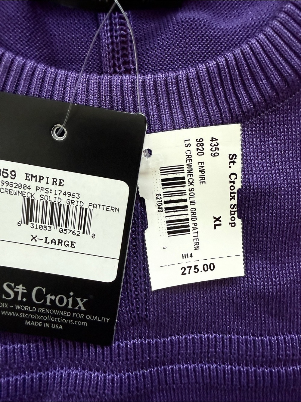St. Croix Men’s Purple Crewneck Sweater - Picture 2 of 4